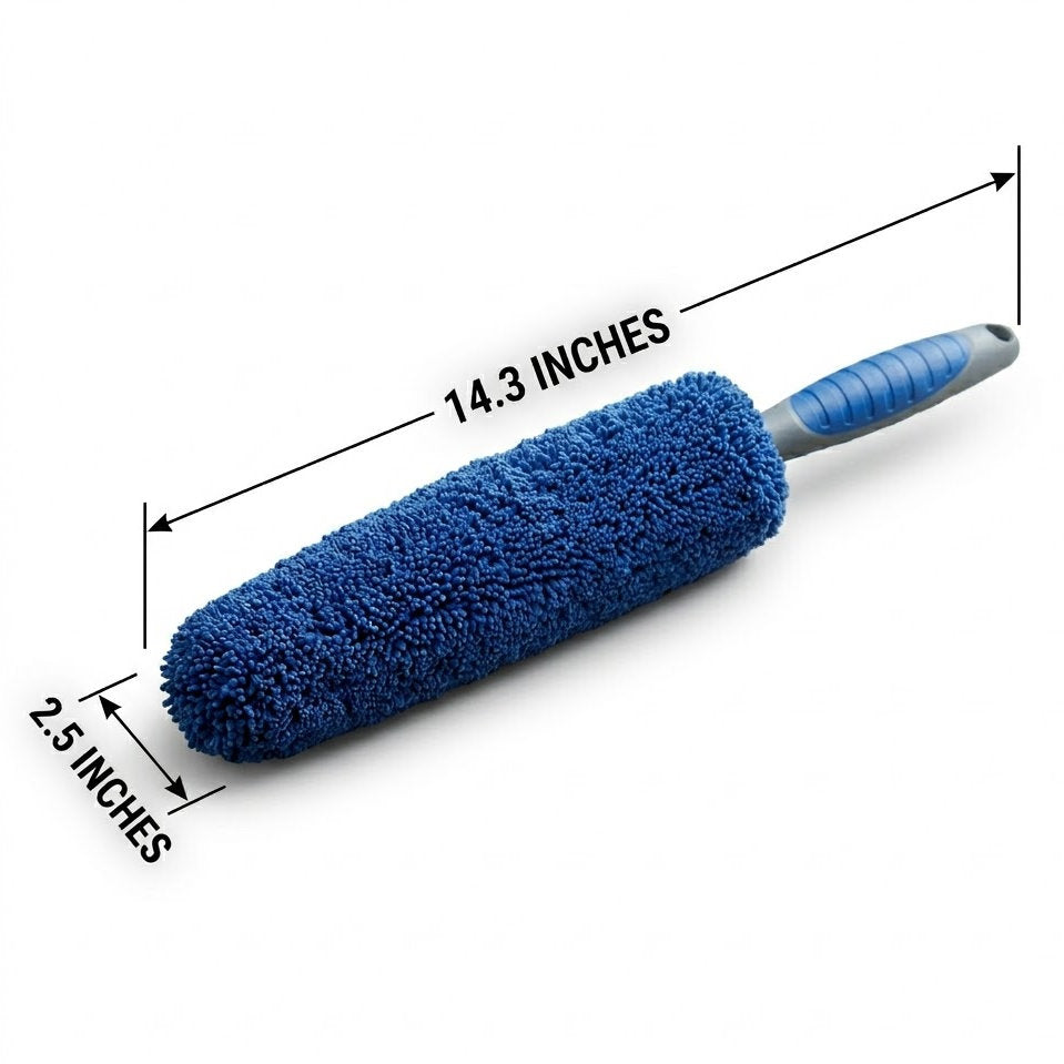 Korakuna Ultimate Scratch-Free Rim Brush - Soft Microfiber Wheel Detailing Tool for Premium Finishes - Non-Slip Handle Car Brush for Delicate Wheels and Spokes