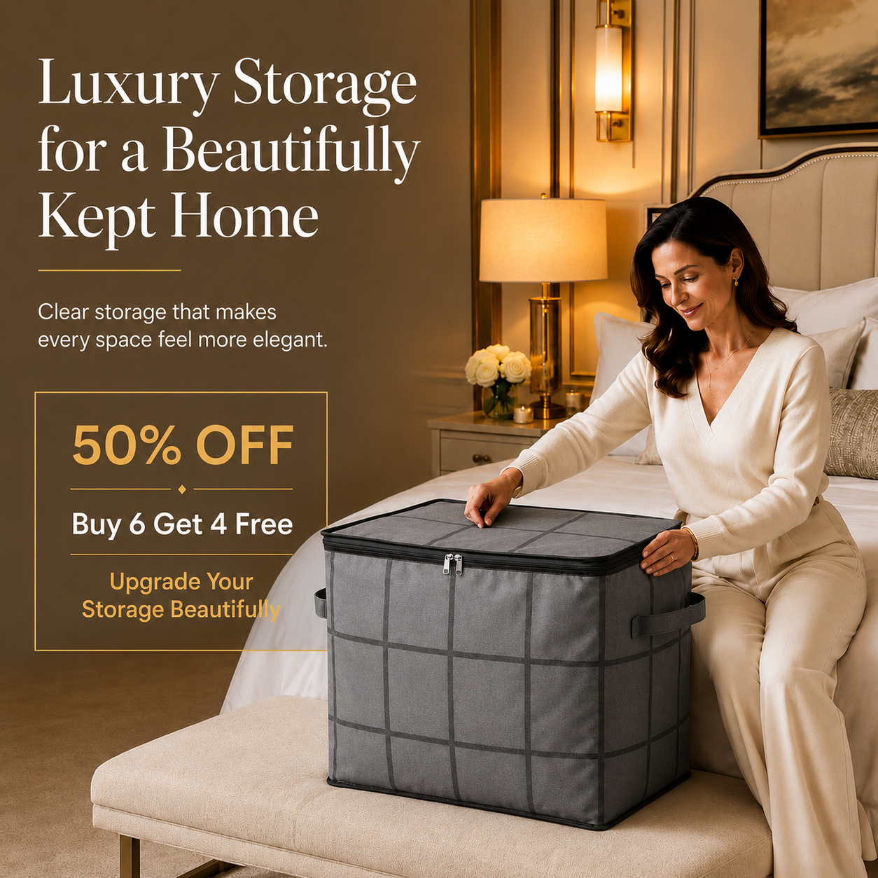 Spacious Moving Storage Bin, Zippered Organizer for Quilts, Bedding & Sweaters, Large Capacity Fabric Bag for Moving Day, Closet & Bedroom Use