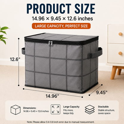 Spacious Moving Storage Bin, Zippered Organizer for Quilts, Bedding & Sweaters, Large Capacity Fabric Bag for Moving Day, Closet & Bedroom Use