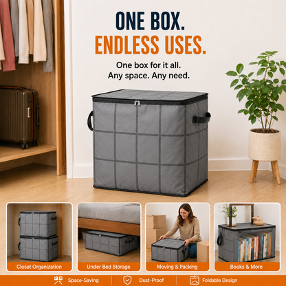 Spacious Moving Storage Bin, Zippered Organizer for Quilts, Bedding & Sweaters, Large Capacity Fabric Bag for Moving Day, Closet & Bedroom Use