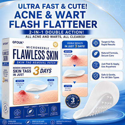 💫GFOUK® 2026 Newly Upgraded 2-in-1 Microneedle Hydrocolloid Patches | Removes Raised Moles, Acne, Flat Warts, and Skin Tags | Improves Wrinkles, Scars, and Blemishes | Invisible Acne Patches for Face & Body