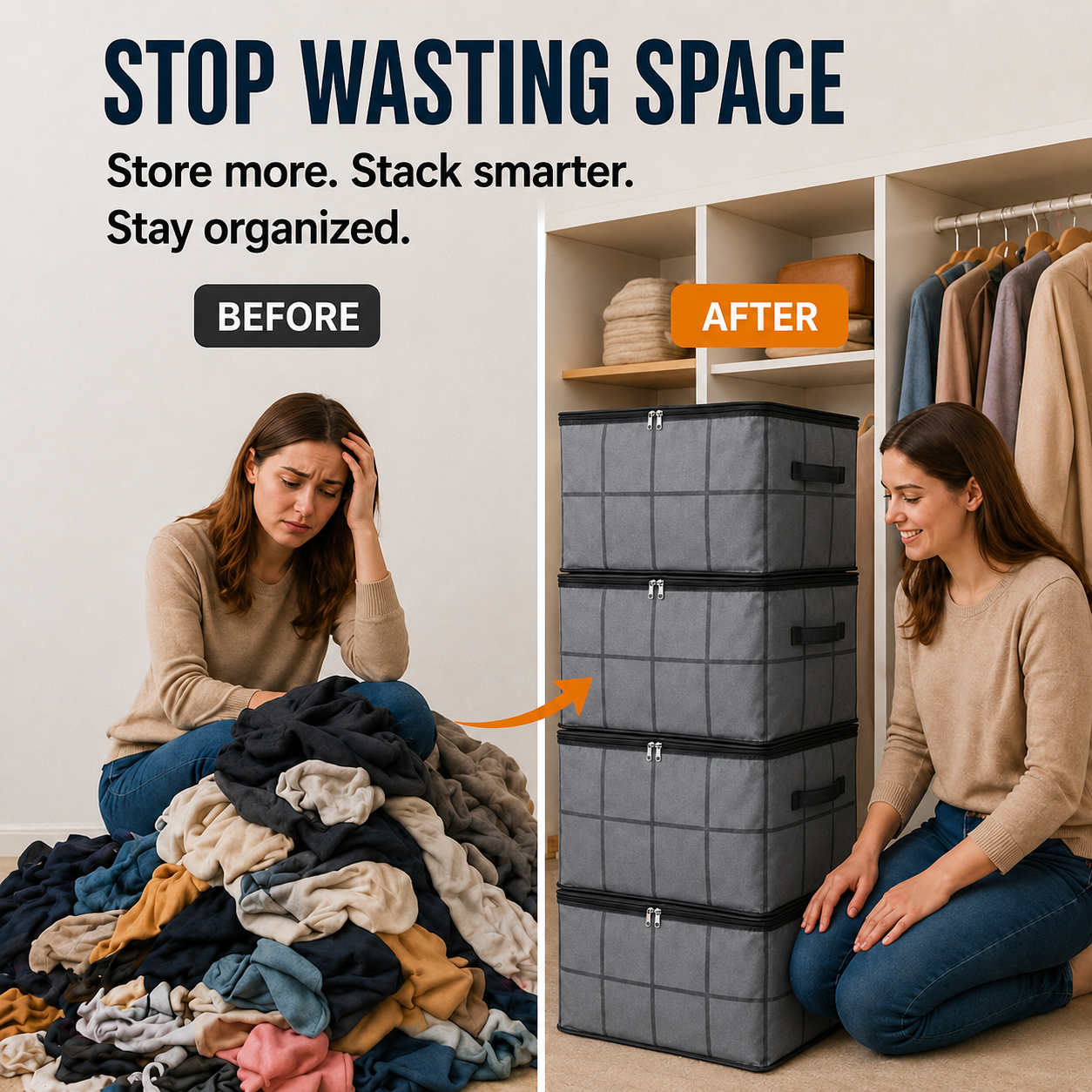 Spacious Moving Storage Bin, Zippered Organizer for Quilts, Bedding & Sweaters, Large Capacity Fabric Bag for Moving Day, Closet & Bedroom Use