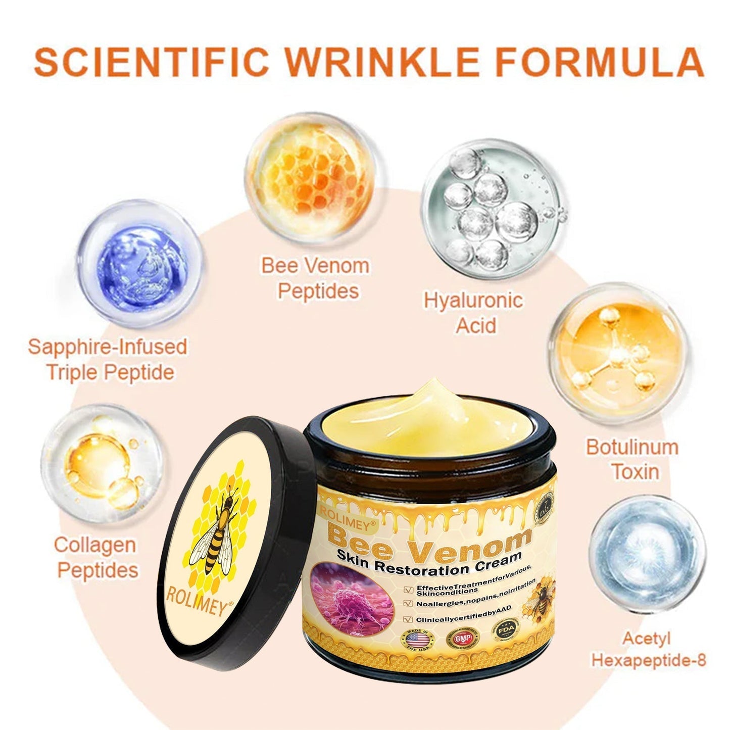 🌟❤️ Rolimey® Bee venom Pro Comprehensive Cream —Tightening for Skin Types 🔥
